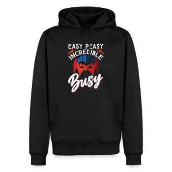 Easy Peasy Incredible Busy - Männer Premium Bio Hoodie - Schwarz - Vorne - Nico (187cm)