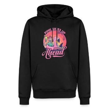 Pink Skies Up Ahead - Skeleton - Flamingo - Beach - Men’s Premium Organic Hoodie - black - Front - Nico (187cm)
