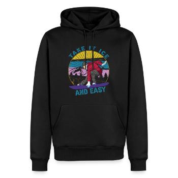 Take It Ice And Easy - Snowboarden - Skifahren - S - Männer Premium Bio Hoodie - Schwarz - Vorne - Nico (187cm)