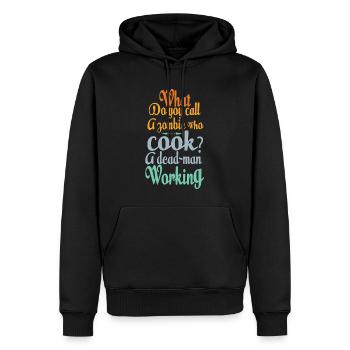 Comment appelez-vous un zombie qui cuisine? - Blagues - Sweat à capuche Premium bio Homme - noir - Devant - Nico (187cm)