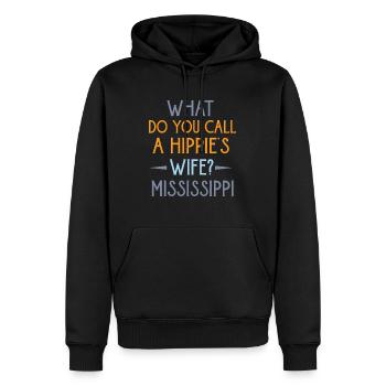 Comment appelez-vous la femme d’un hippie? Blagues de papa - Sweat à capuche Premium bio Homme - noir - Devant - Nico (187cm)