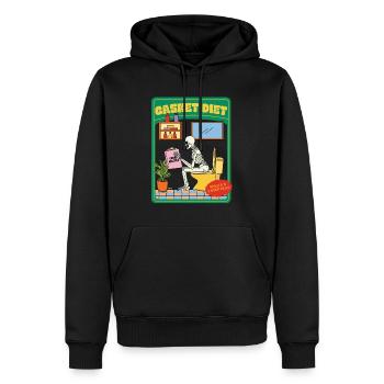 Casket Diet - Vegan Recipes - Skelly's 3 Step Plan - Männer Premium Bio Hoodie - Schwarz - Vorne - Nico (187cm)