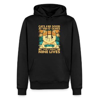 Les chats sont bons aux jeux vidéo - Funny Dad Jokes - Sweat à capuche Premium bio Homme - noir - Devant - Nico (187cm)