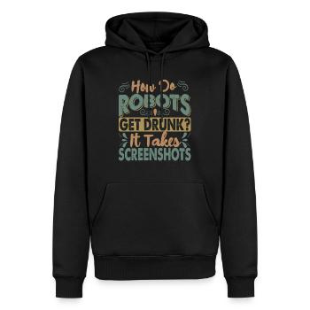 Comment les robots se saoulent-ils? - Blagues drôles de papa - Sweat à capuche Premium bio Homme - noir - Devant - Nico (187cm)