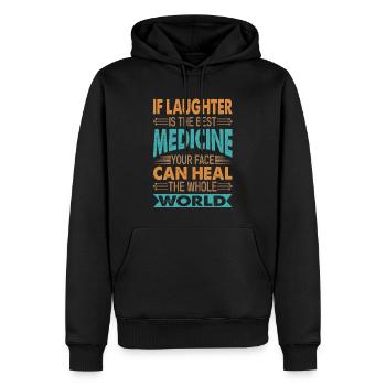 If Laughter Is The Best Medicine - Sarkastische Wi - Männer Premium Bio Hoodie - Schwarz - Vorne - Nico (187cm)