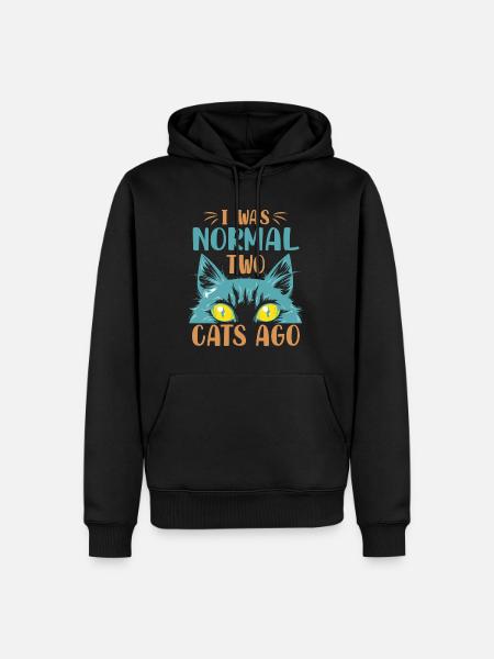 I Was Normal Two Cats Ago - Lustige sarkastische W - Männer Premium Bio Hoodie - Schwarz