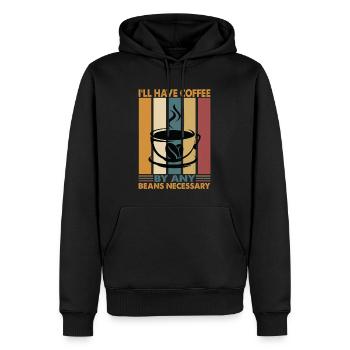 I'll Have Coffee By Any Beans Necessary - Jokes - Men’s Premium Organic Hoodie - black - Front - Nico (187cm)
