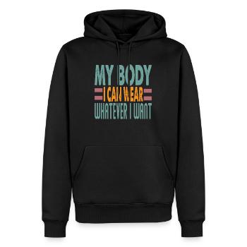 Mon corps, je peux porter ce que je veux - Empowerment - Sweat à capuche Premium bio Homme - noir - Devant - Nico (187cm)