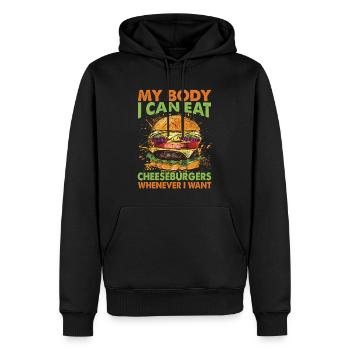 Mon corps, je peux manger des cheeseburgers quand je veux - Sweat à capuche Premium bio Homme - noir - Devant - Nico (187cm)