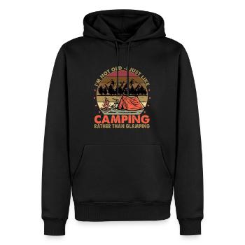 Je ne suis pas vieux, j’aime juste le camping - Glamping - Sweat à capuche Premium bio Homme - noir - Devant - Nico (187cm)