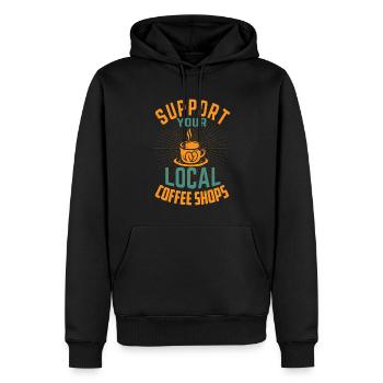 Support Your Local Coffee Shops - Barista - Men’s Premium Organic Hoodie - black - Front - Nico (187cm)