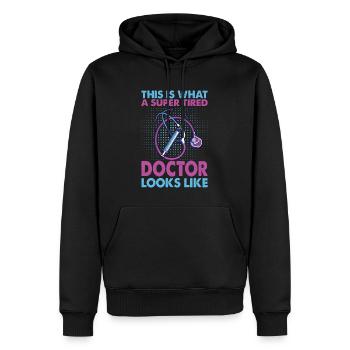 Voici à quoi ressemble un médecin super fatigué - Sweat à capuche Premium bio Homme - noir - Devant - Nico (187cm)