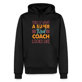 Voici à quoi ressemble un entraîneur super fatigué - Sweat à capuche Premium bio Homme - noir - Devant - Nico (187cm)