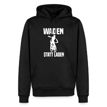 Waden Statt Laden Lustiger Fahrrad Spruch - Männer Premium Bio Hoodie - Schwarz - Vorne - Nico (187cm)