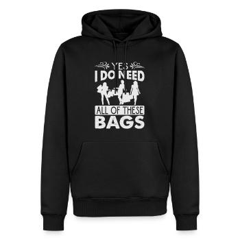 Yes I Do Need All Of These Bags - Shopper - Männer Premium Bio Hoodie - Schwarz - Vorne - Nico (187cm)