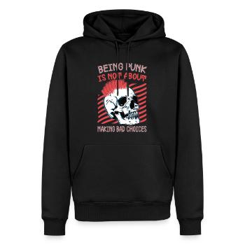 Être punk, ce n’est pas faire de mauvais choix - Gothi - Sweat à capuche Premium bio Homme - noir - Devant - Nico (187cm)