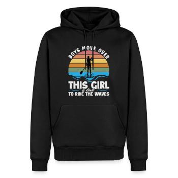 Les garçons se déplacent Cette fille est sur le point de surfer sur la vague - Sweat à capuche Premium bio Homme - noir - Devant - Nico (187cm)