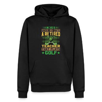 Never Underestimate A Retired Teacher That Plays G - Männer Premium Bio Hoodie - Schwarz - Vorne - Nico (187cm)