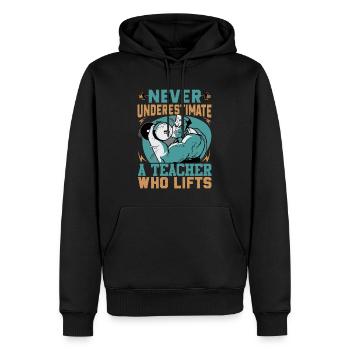 Ne sous-estimez jamais un enseignant qui soulève - Bodybuil - Sweat à capuche Premium bio Homme - noir - Devant - Nico (187cm)