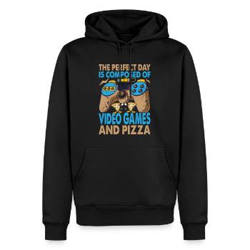 The Perfect Day Is Composed Of Video Games And Piz - Men’s Premium Organic Hoodie - black - Front - Nico (187cm)