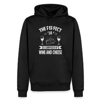 The Perfect Day Is Composed Of Wine And Cheese - S - Men’s Premium Organic Hoodie - black - Front - Nico (187cm)