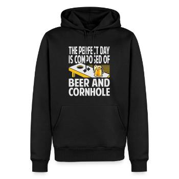 The Perfect Day est composé de bière et de cornhole - - Sweat à capuche Premium bio Homme - noir - Devant - Nico (187cm)