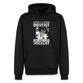 Limited Edition Dentist On And Off Vocalist - Funn - Men’s Premium Organic Hoodie - black - Front - Nico (187cm)