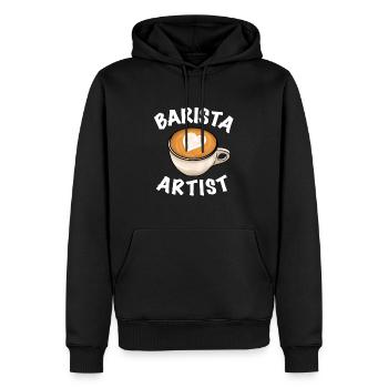 Barista Artist Café - Sweat à capuche Premium bio Homme - noir - Devant - Nico (187cm)
