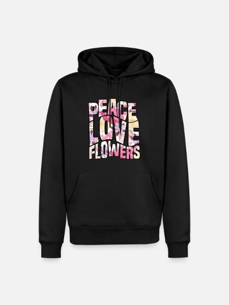 Peace Love Flowers - Men’s Premium Organic Hoodie - black