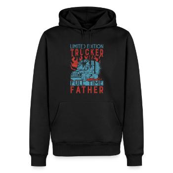 Limited Edition Trucker Full Time Father - Dad - D - Männer Premium Bio Hoodie - Schwarz - Vorne - Nico (187cm)