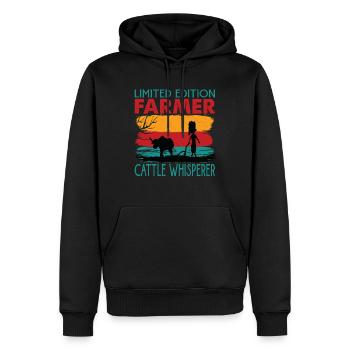 Édition limitée Farmer Cattle Whisperer - Agriculture - Sweat à capuche Premium bio Homme - noir - Devant - Nico (187cm)