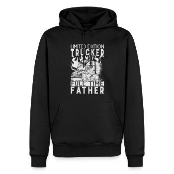 Limited Edition Trucker Full Time Father - Dad - D - Männer Premium Bio Hoodie - Schwarz - Vorne - Nico (187cm)