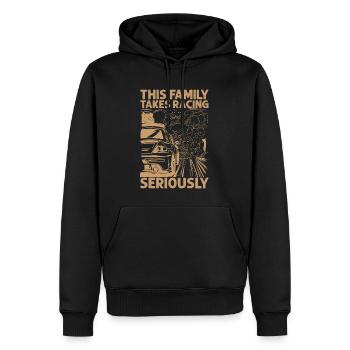 This Family Takes Racing Seriously - Race Cars - M - Men’s Premium Organic Hoodie - black - Front - Nico (187cm)
