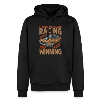 Stressed But Blessed Racing And Winning - Race Car - Men’s Premium Organic Hoodie - black - Front - Nico (187cm)