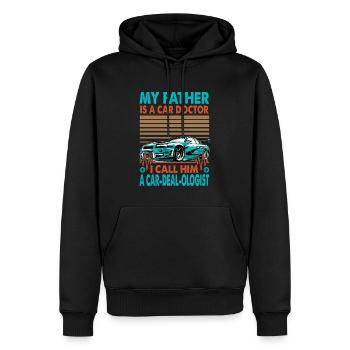 Mon père est un médecin automobile, je l’appelle un car-deal-ol - Sweat à capuche Premium bio Homme - noir - Devant - Nico (187cm)