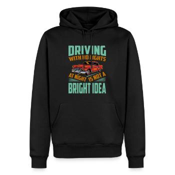 Driving With No Lights At Night Is Not A BRIGHT Id - Men’s Premium Organic Hoodie - black - Front - Nico (187cm)