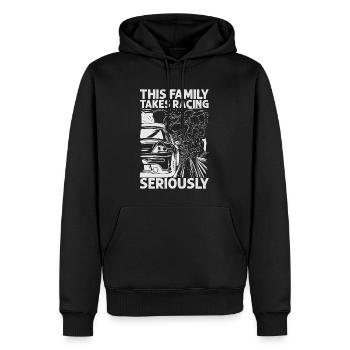 This Family Takes Racing Seriously - Race Cars - M - Men’s Premium Organic Hoodie - black - Front - Nico (187cm)