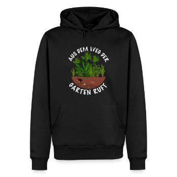 Der garten ruft nach Gartenarbeit - Männer Premium Bio Hoodie - Schwarz - Vorne - Nico (187cm)