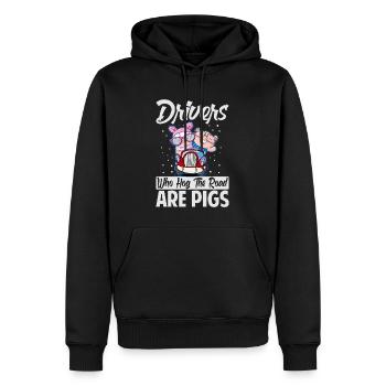 Drivers Who Hog The Road Are Pigs - Funny - Racing - Männer Premium Bio Hoodie - Schwarz - Vorne - Nico (187cm)