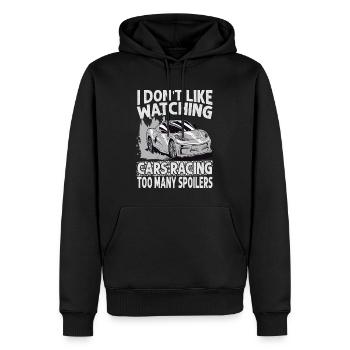 I Don't Like Watching Cars Racing Too Many Spoiler - Männer Premium Bio Hoodie - Schwarz - Vorne - Nico (187cm)