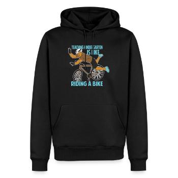 Enseigner à la maternelle, c’est comme faire du vélo - Funn - Sweat à capuche Premium bio Homme - noir - Devant - Nico (187cm)