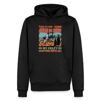 This Is How I Burn My Crazy Shopping Impulses - Bi - Männer Premium Bio Hoodie - Schwarz - Vorne - Nico (187cm)