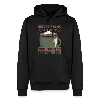 Avant d’aller plus loin, ce n’est pas le jour - C - Sweat à capuche Premium bio Homme - noir - Devant - Nico (187cm)