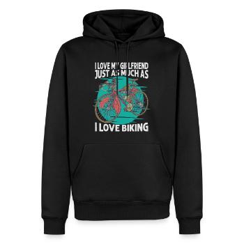 I Love My Girlfriend Just As Much As I Love Biking - Männer Premium Bio Hoodie - Schwarz - Vorne - Nico (187cm)