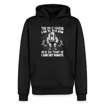 La seule raison pour laquelle je vais au gymnase, c’est pour pouvoir - Sweat à capuche Premium bio Homme - noir - Devant - Nico (187cm)