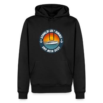 Sonne blauer Himmel und mein Boot - Männer Premium Bio Hoodie - Schwarz - Vorne - Nico (187cm)