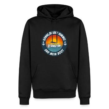 Sonne blauer Himmel und mein Boot - Männer Premium Bio Hoodie - Schwarz - Vorne - Nico (187cm)