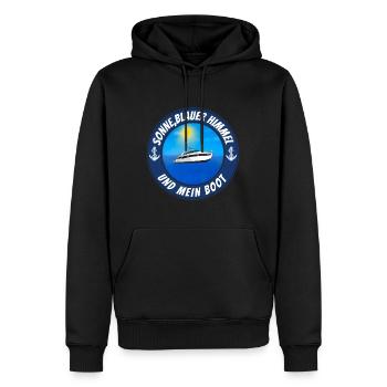 Sonne blauer Himmel und mein Boot - Männer Premium Bio Hoodie - Schwarz - Vorne - Nico (187cm)