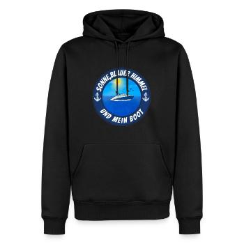 Sonne blauer Himmel und mein Boot - Männer Premium Bio Hoodie - Schwarz - Vorne - Nico (187cm)