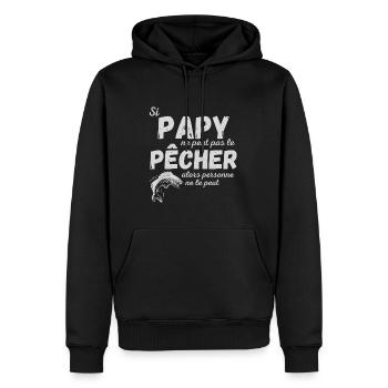 papy ne peut pas le pêcher cadeau humour pêcheur - Sweat à capuche Premium bio Homme - noir - Devant - Nico (187cm)